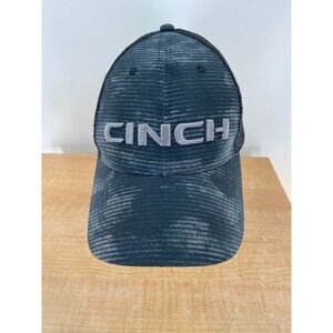 CINCH Mens Black Gray Striped Mesh Trucker Hat Baseball Cap Adjustable